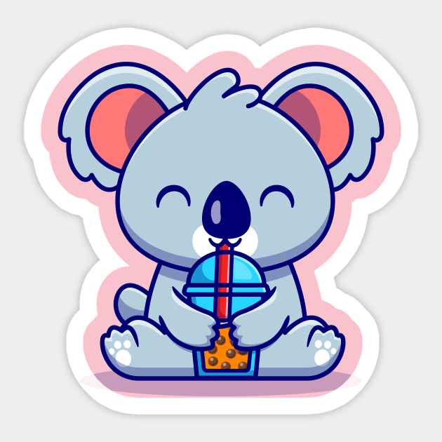 Cute Koala Drink Boba Milk Tea Cartoon Cute Koala Drink Boba Milk Tea Cartoon Sticker